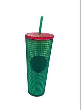 STARBUCKS 2023 Spring Watermelon Grid Green Pink Cold Cup Tumbler 24 oz